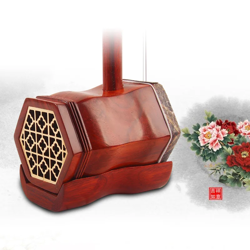 Professional Erhu Solid Redwood Hexagon Urheen with Case All Accessories Musical Instruments Two Strings China Violin