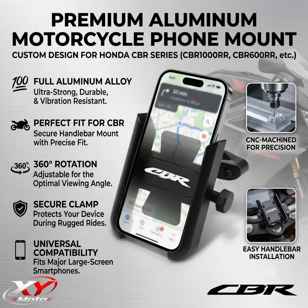 Motorcycle Handlebar Mobile Phone Holder GPS Stand Bracket With LOGO For Honda CBR650R CBR600RR CBR1000RR CBR500R CBR250R