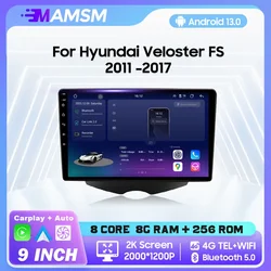 MAMSM Android 13 Car Radio For Hyundai Veloster FS 2011 -2017 Video Multimedia Bluetooth Player Navigation GPSCarplay Autoradio