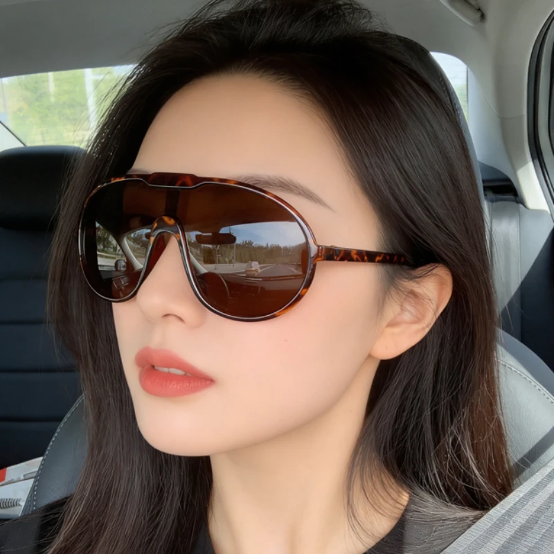 Trend Oversized Pilot Sunglasses Women Big Frame Cycling Sun Glasses Men Punk One Piece Len Driving Eyewear Windproof Glasses