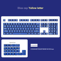 Blue White PBT Keycaps for Mechanical Keyboard Key Caps OEM Profile Full Set with 61/62/64/68/75/84/87/96/98/104/108 Keys