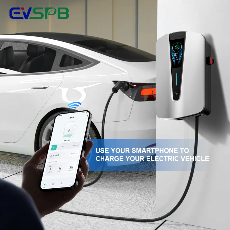 Home EV  Car Charging Station 7Kw Wallbox Charger Smart APP RFID Option GBT Level 2 EV Charger