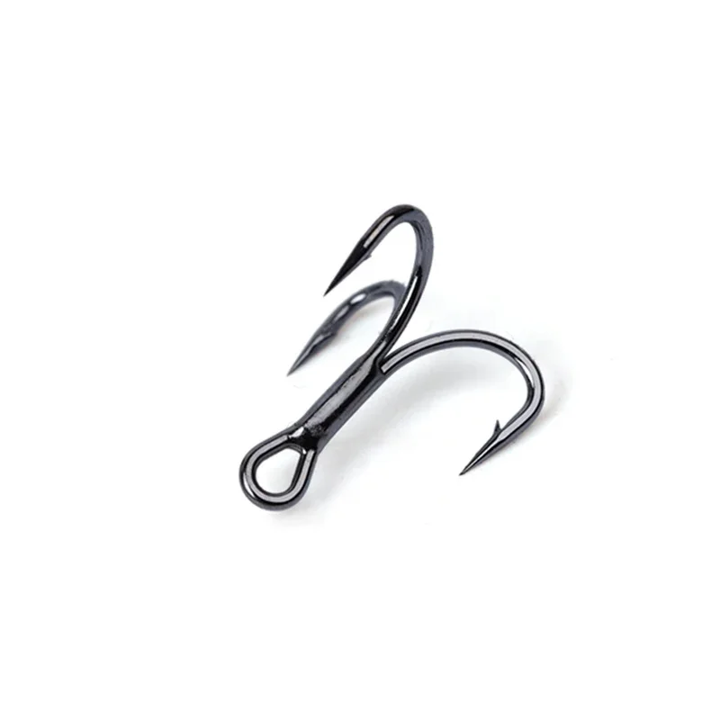 New 10pcs 3x Strong Super Sharp Round Treble Hook Antirust High Carbon Steel 10-18# Sea Treble Hooks Fishing Tackle