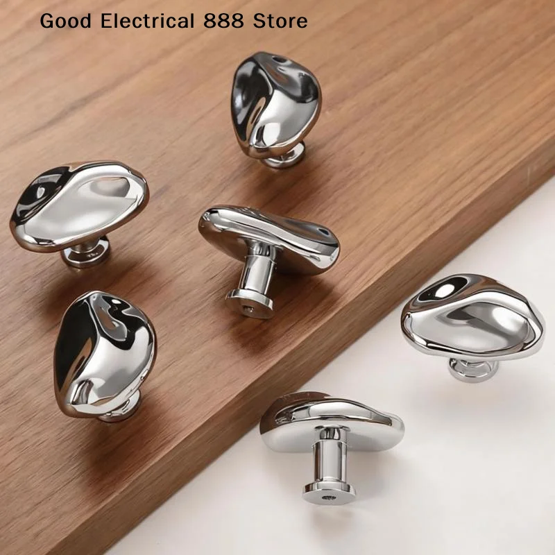 【GE】1Pcs Simple Wardrobe Door Drawer Cabinet Bright Silver Handle New Chinese Furniture Single Hole Small Handle Hardware