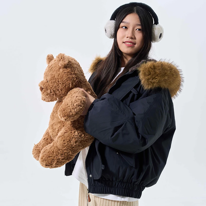 

Winter Faion Thiened ort Cotton Jaet Women's Coat with Large Fur Collar Button Design Warmth Outerwear Coat