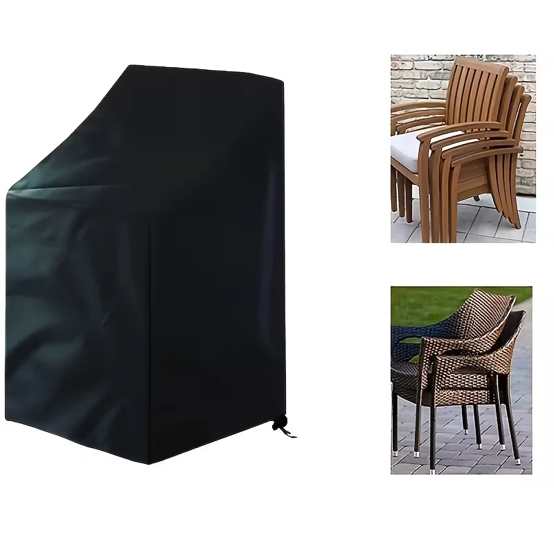 1pc Heavy-Duty Stacking Outdoor Chair Cover,Fit for Metal/Plastic/Ladder-Back Chairs, Patio Furniture with Adjustable Drawstring