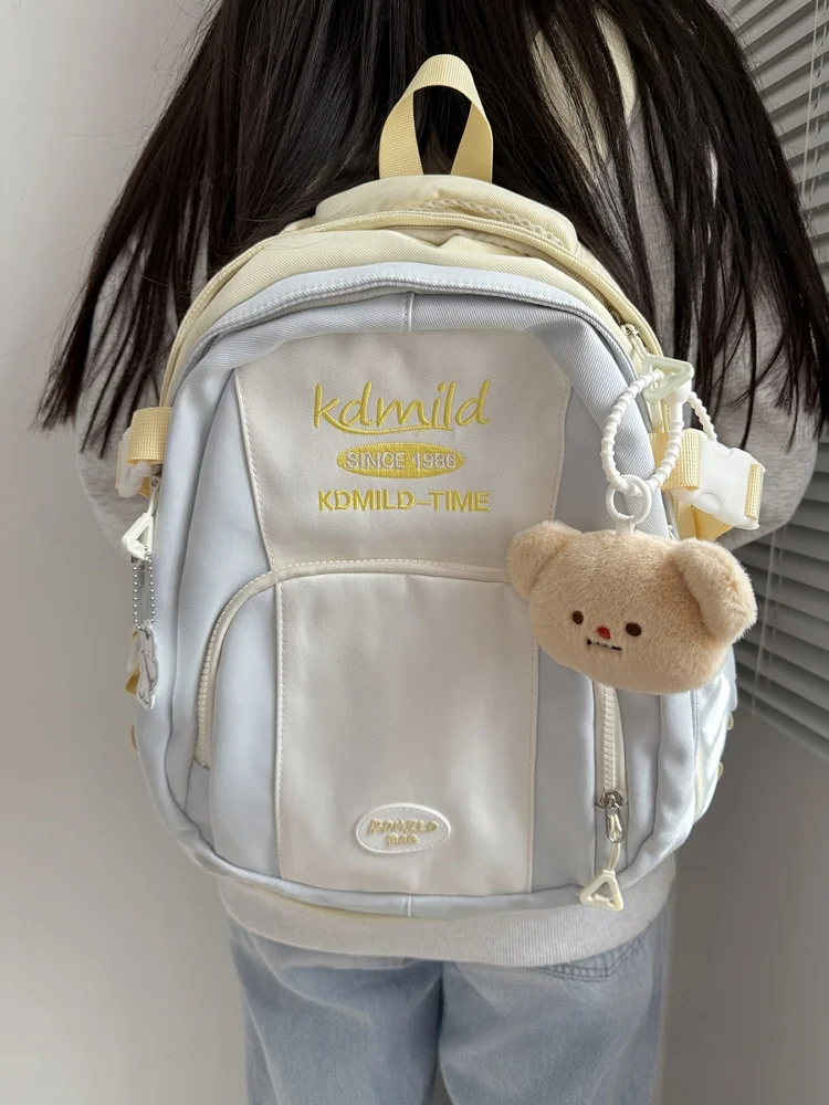 Large Capaci Bapa for Women College Students Japanese Sle Retro Color Blo Middle School Versatile Double oulder Bag