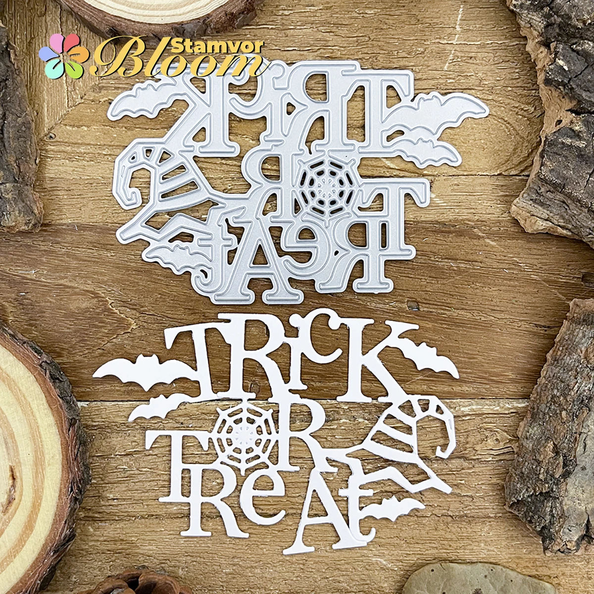 TRICK OR TREAT Halloween Fledermäuse Worte Metall-Stanzformen Scrapbooking Dekorative Prägung