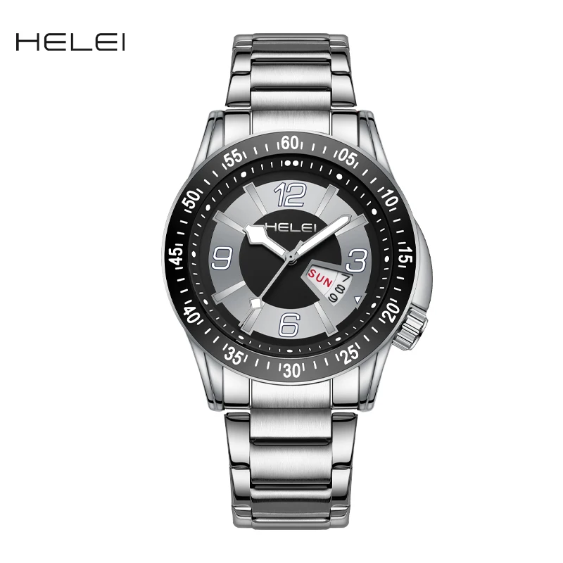 

Мужские кварцевые часы из нержавеющей стали, водонепроницаемые светящиеся указатели, модные повседневные аналоговые наручные часы с двойным календарем, спортивные Relojes