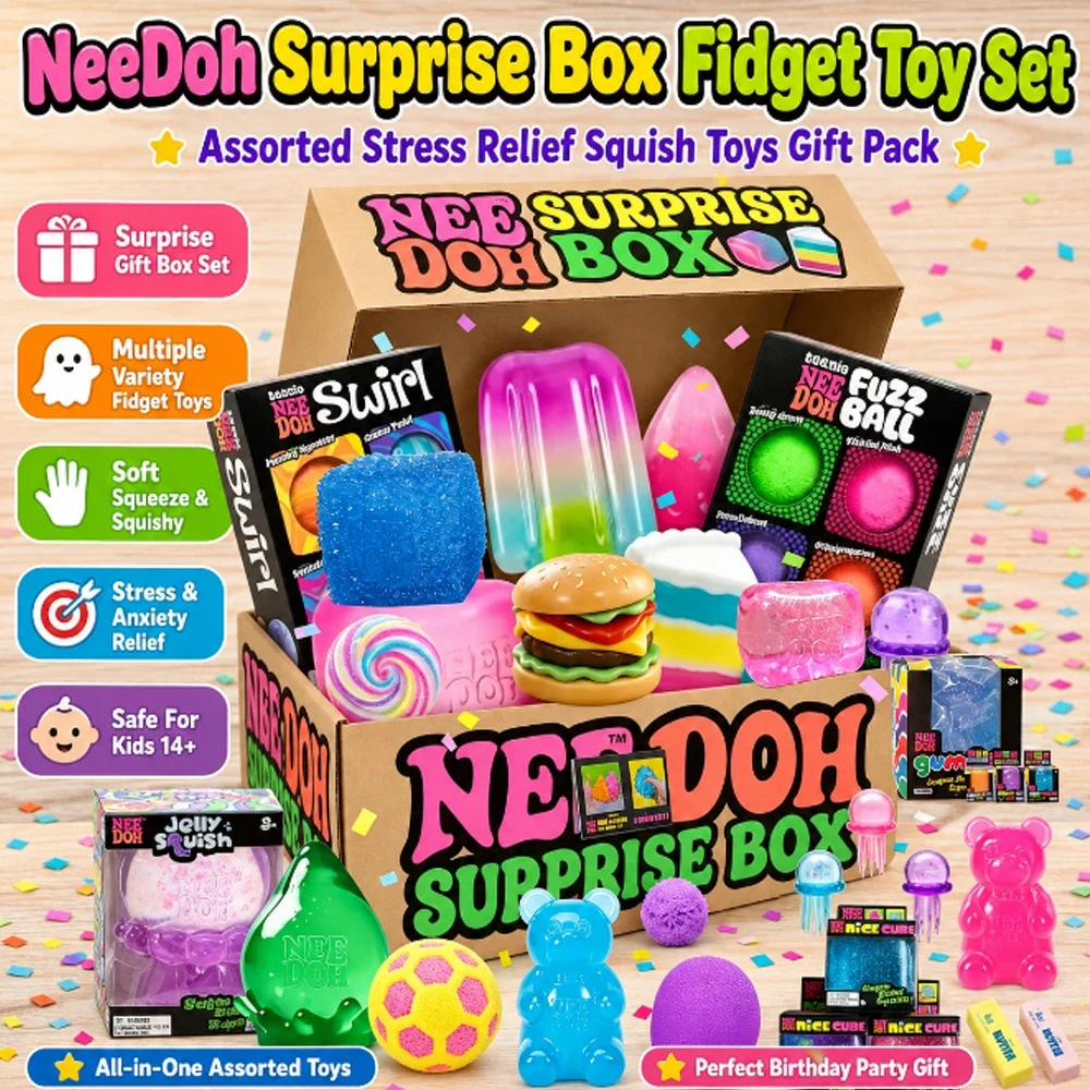 100+ Pieces NEEDOH Squishy Figures Blind Box Surprise Toys Slow Rising Soft Fidget Toys Featuring Giant Gorilla Moai Head P