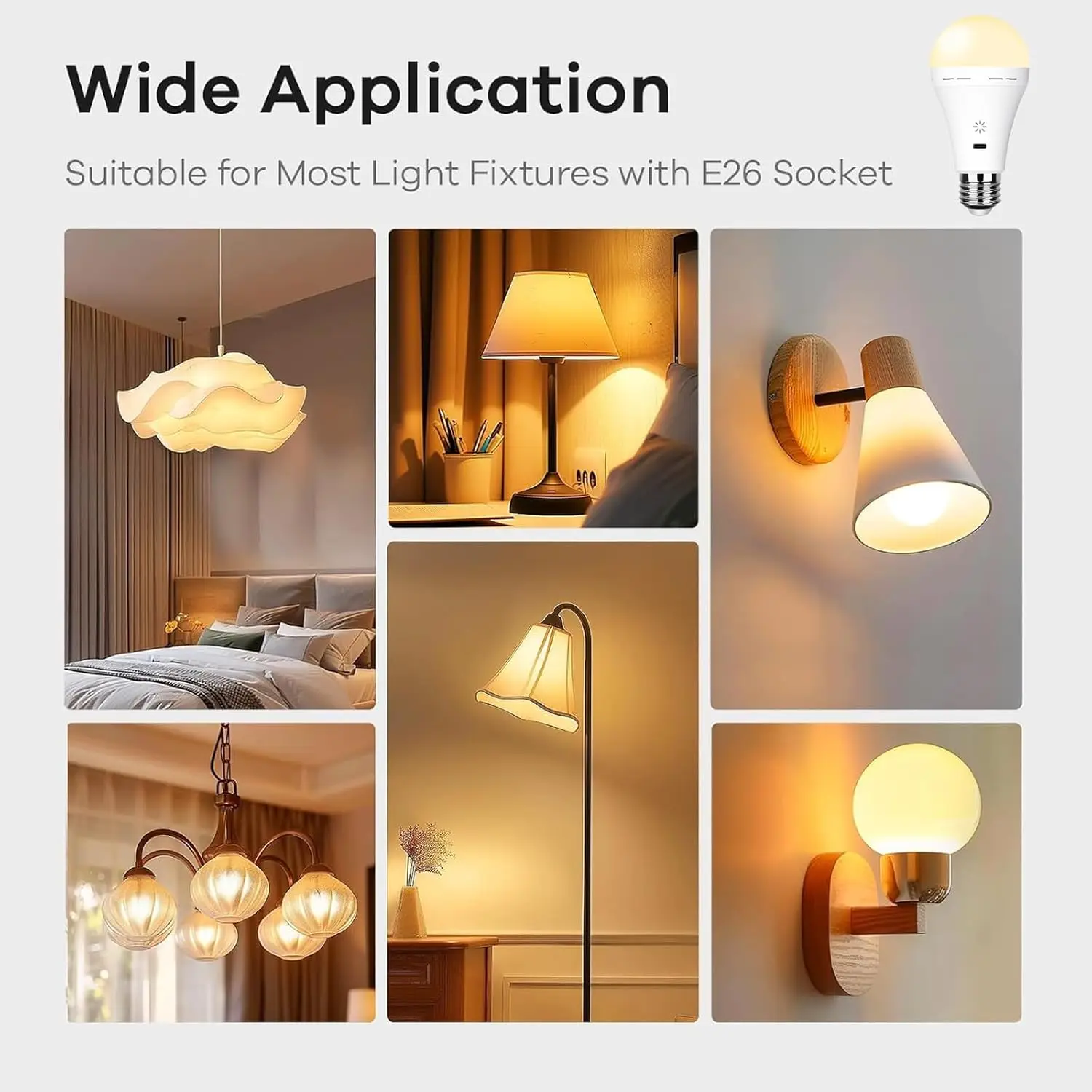 USB-C Rechargeable Light Bulb with Remote Control 5V 7W E27 Smart Battery BulbTouch Control Dimmable LED Bulbs with Timing