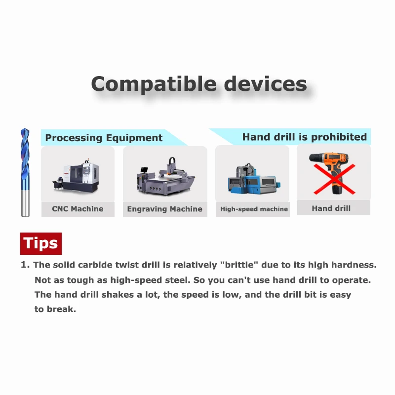 YZH Carbide Twist Drill Total Length 100mm Solid Tungsten Bits HRC65 CNC Straight Handle Drilling Hole For Metal Iron Steel