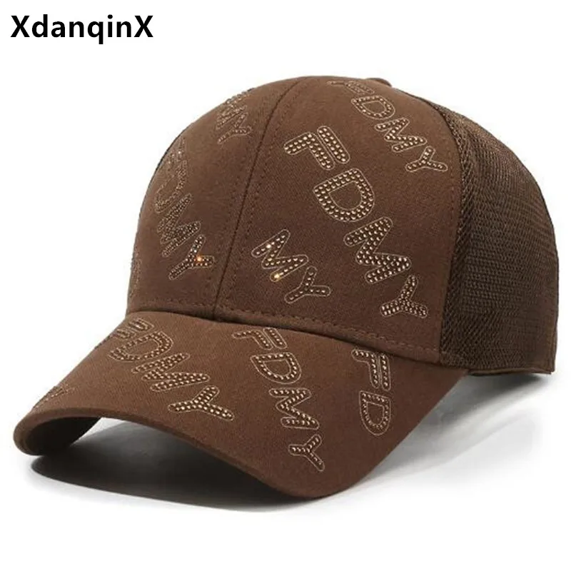 

Summer Women's Hat Mesh Cap Breathable Baseball Cap Diamond inlaid Decoration Sunscreen Travel Hats Camping Fishing Caps For Men