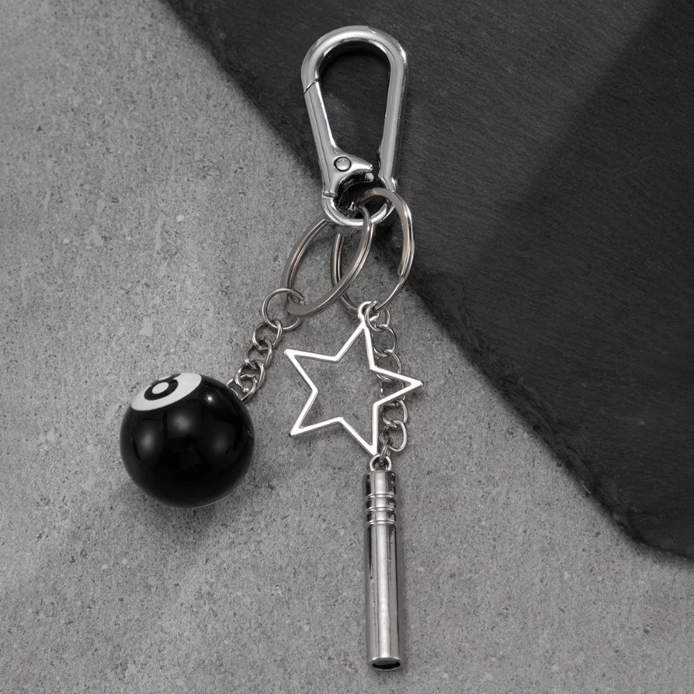 Zinc Alloy Keychain Anti-Fingerprint Billiard 8 Ball Keychain Hiphop Keychain Practical For Backpack Workwear Pants Chain