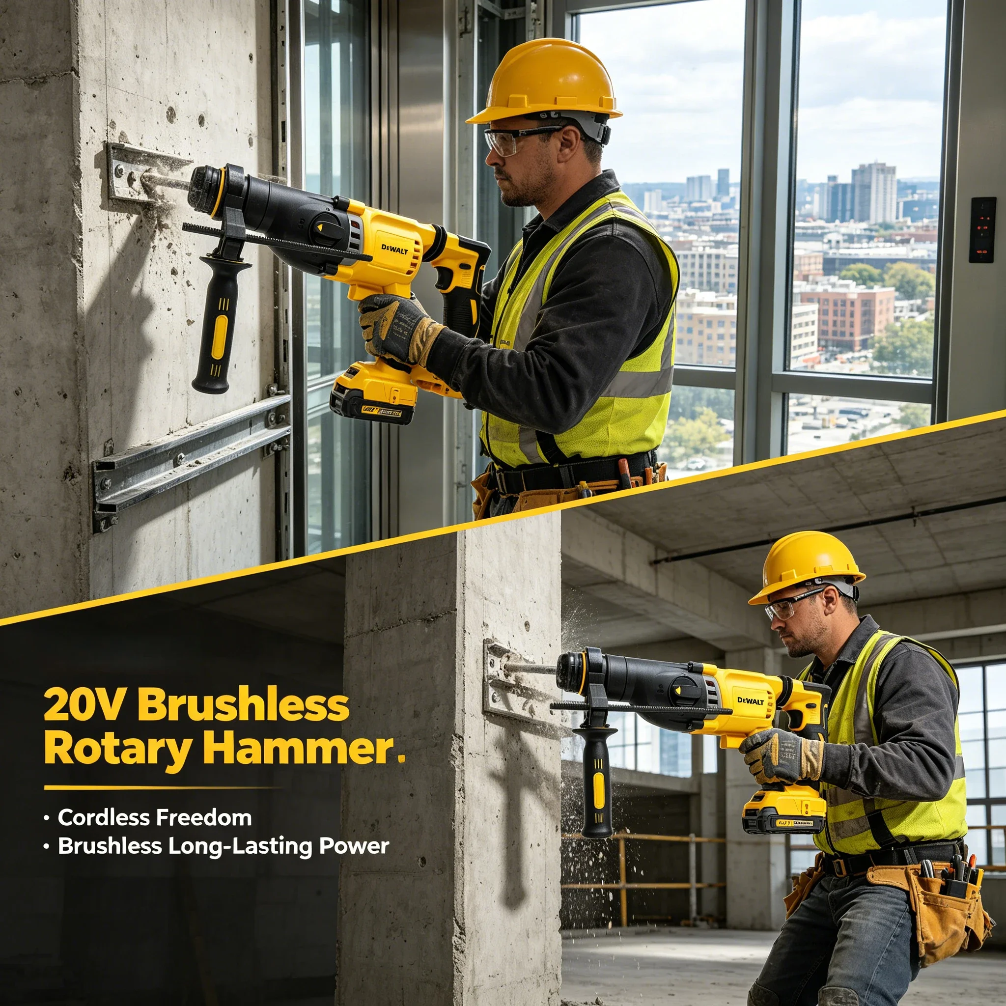 DEWALT DCH263 20V Cordless Brushless Rotary Hammer, Handheld Tool for Wall and Concrete Drilling - view 2