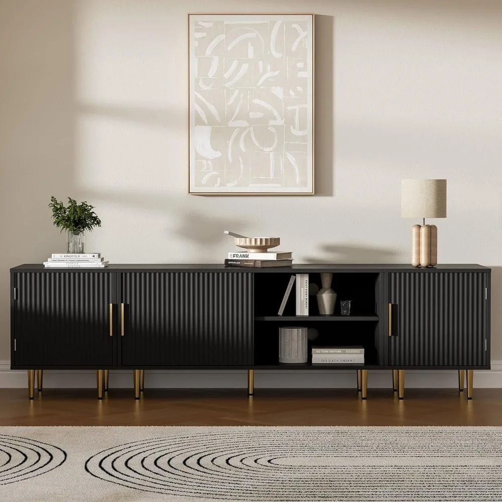 Centro de entretenimiento moderno para televisores de 50-80 pulgadas, soporte para TV con almacenamiento multimedia para televisores grandes