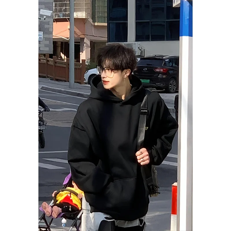 

Мужская толстовка Pure Bla Heavyweight Hardwearing Hoodie в американском ретро-стиле, повседневная, свободного кроя, из полиэстера, с капюшоном