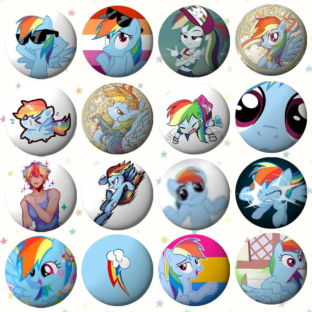 Niedliche R-rainbow D-Dash S Abzeichen Blechbutton Anstecknadel Metall-Badge Individueller Schmuck Accessoires für Hut Tasche Revers