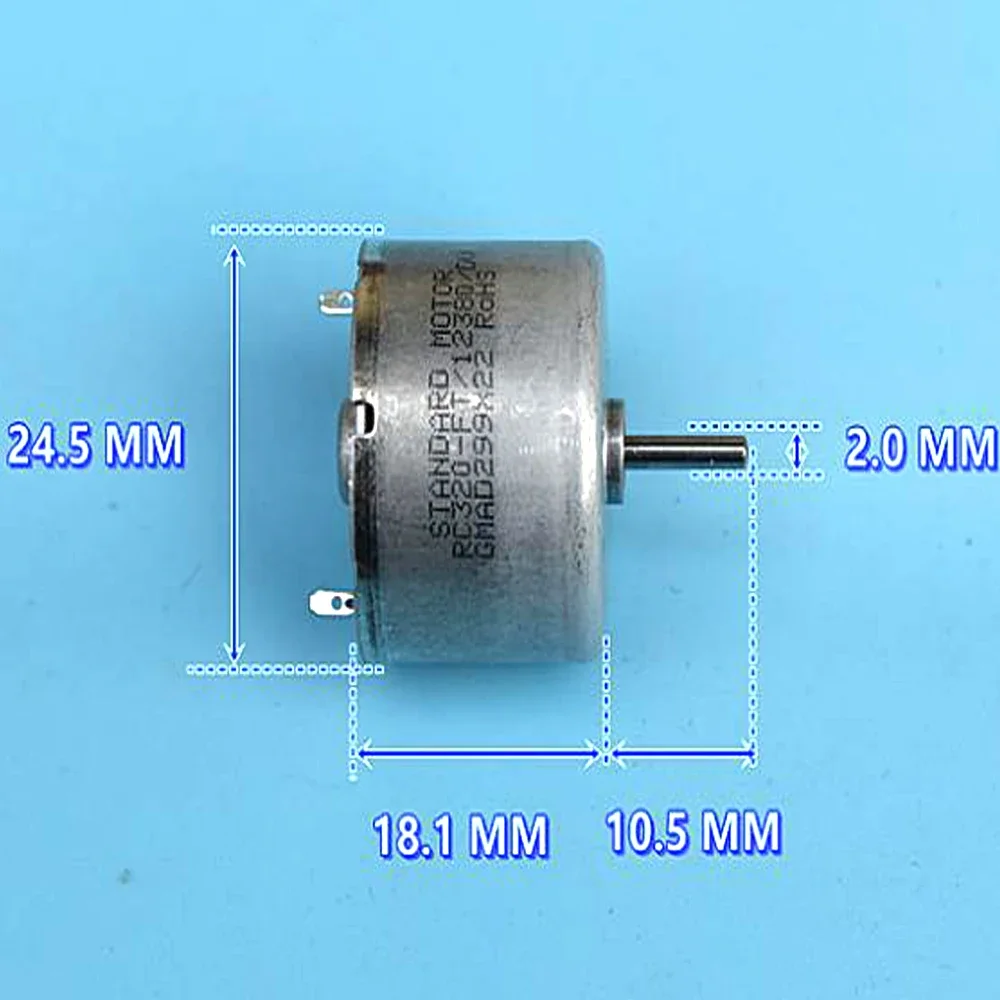 Precious Metal Brush Standard RC320-12380 Micro 320 DC Motor DC 6V-9V 7460RPM 10.5mm Shaft Length Quite Low Noise