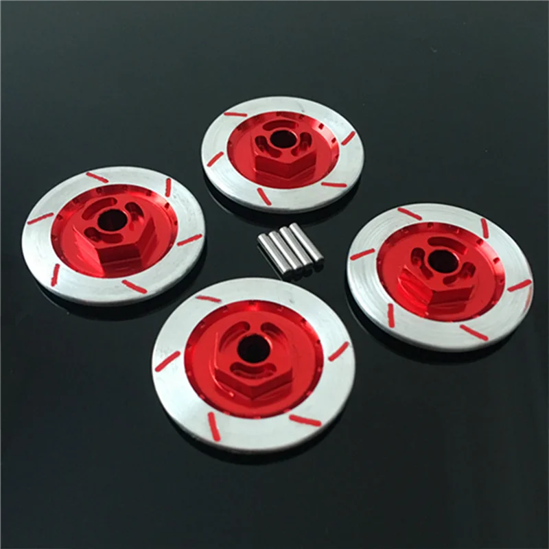 ABUM-8PCS Brake Disc Wheel Rim Box Metal Hex Adapter 12MM For RC 1/10 Car HSP Fly Fish Buggy Truck 94123 94122 D4 CS,Red