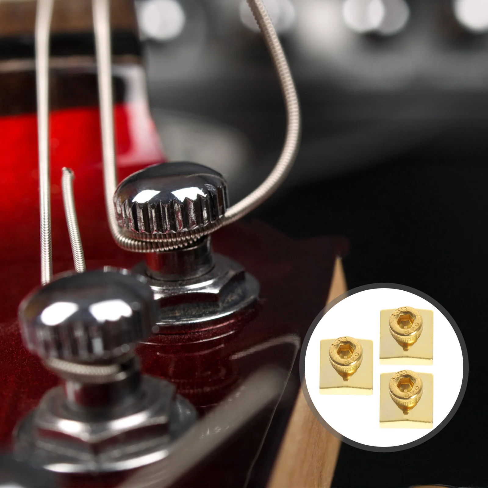 

1Set Guitar Bridge Block String Retainers Durable Metal Nut Block Enhance Sound Quality Perfect for DIY Lovers
