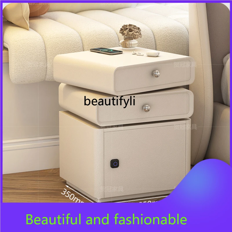 

Modern Minimalist Multi-Functional Practical Bedside Table with Safe Box High-End Smart Bedside Table