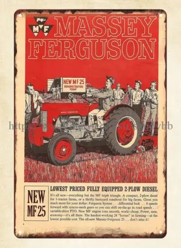 art inspiration 1963 Massey Ferguson tractor PLOW metal tin sign