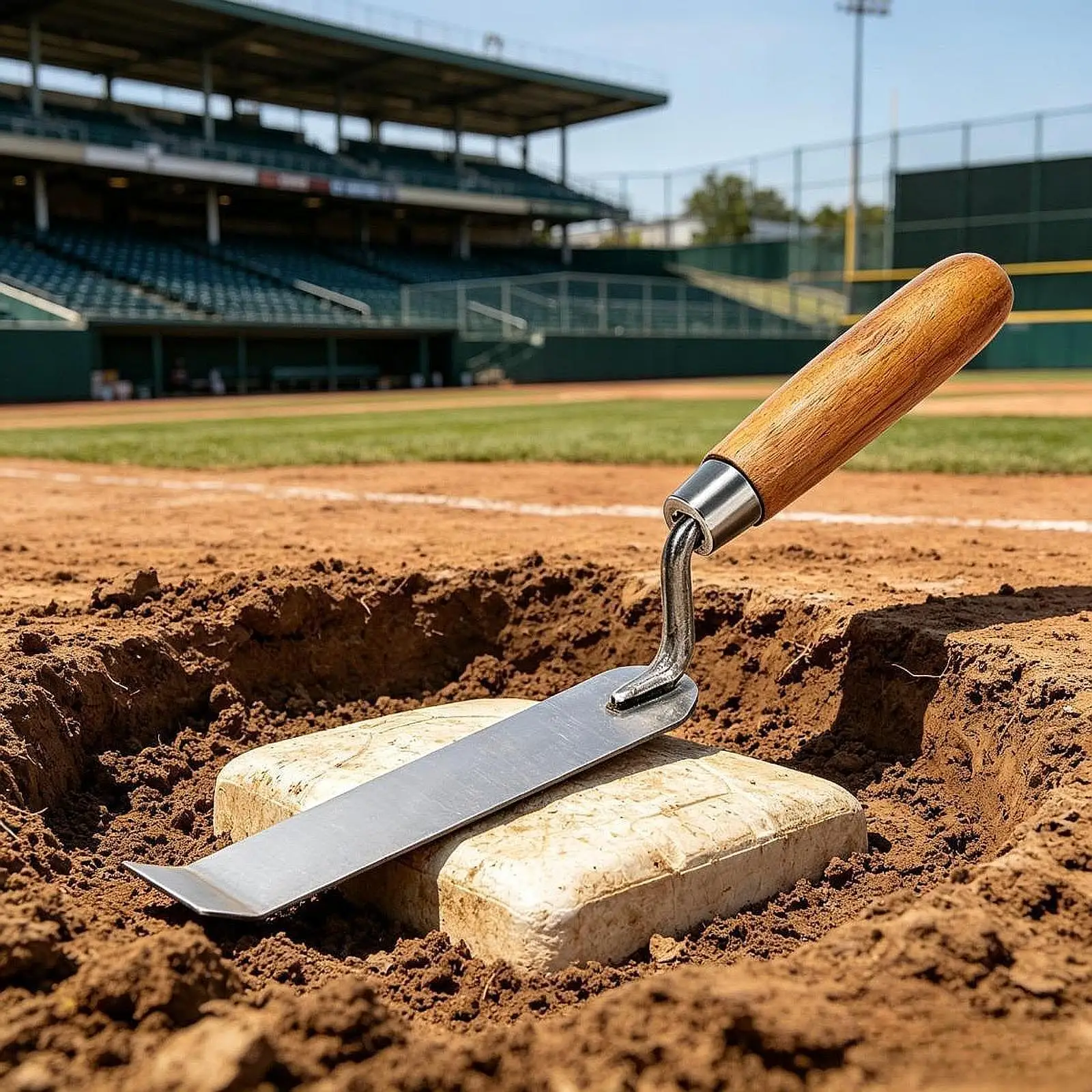 Premium Baseball Dig Out Tool Durable Stainless Steel Base Digger Wooden Handle for Softball and Baseball Practice Accessories