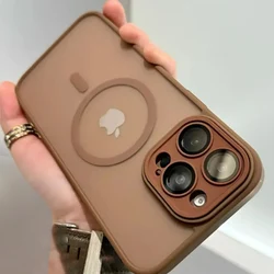 Magnetic Luxury Matte Translucent Armor Shockproof Case For iPhone 16 Pro Max 15 14 13 12 11 Magsafe Wireless Charge Cover