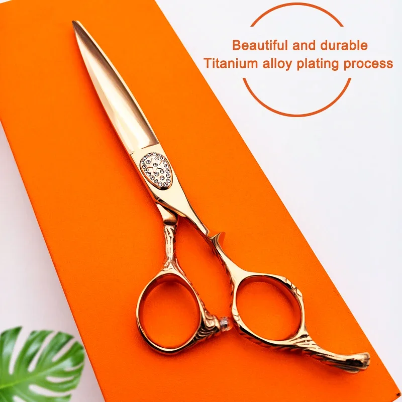 Pet Grooming Scissors JP440C Stainless Steel, Suitable for Dogs and Mammals, 7Inch Parallel Trimming, Gold Straight Scissors,