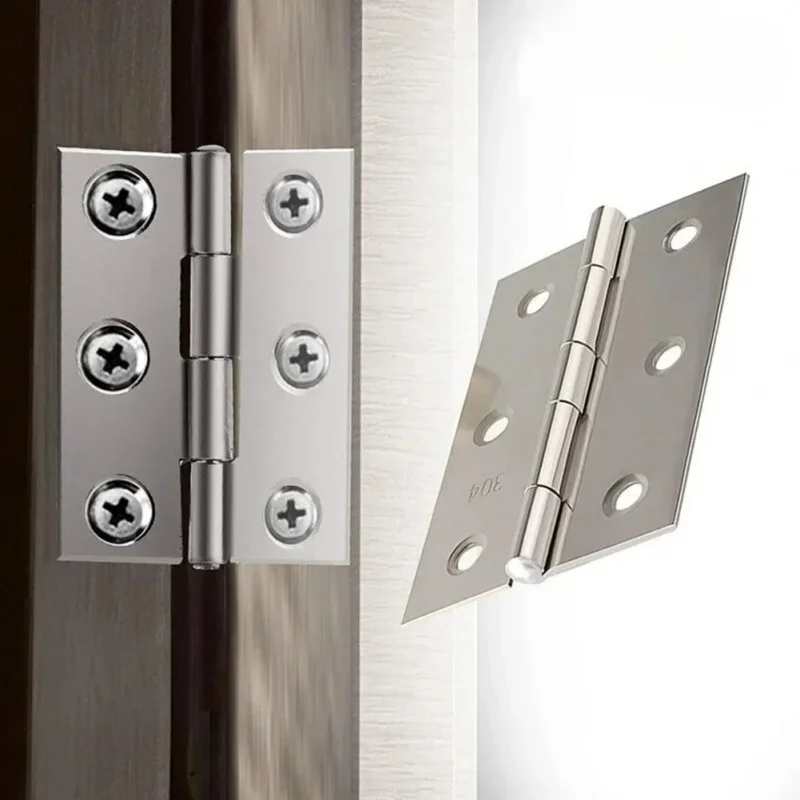 10Pcs Flat Stainless Steel Hinges For Cabinet Door Window Wooden Box Home Furniture Hardware Accessories