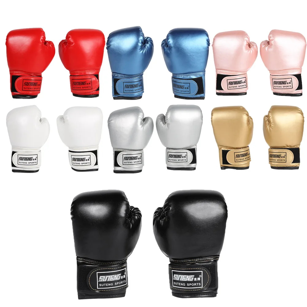 

2pcs Muay Thai Competition Glove PU Leather Sponge Sparring Punching Gloves Professional for Kids for Children Training
