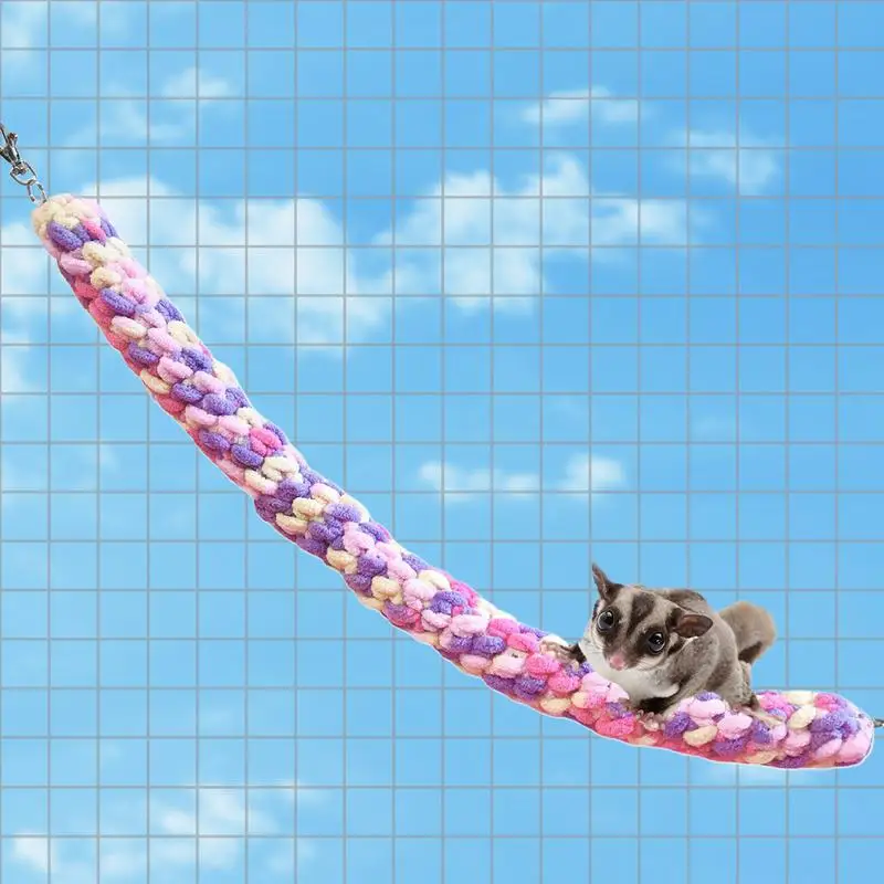 Sugar Glider Climbing Rope Pink Violet Small Pet Climbing Rope Enrichment Toys Cotton Rope Swing Toy Cage Accessories for Pets