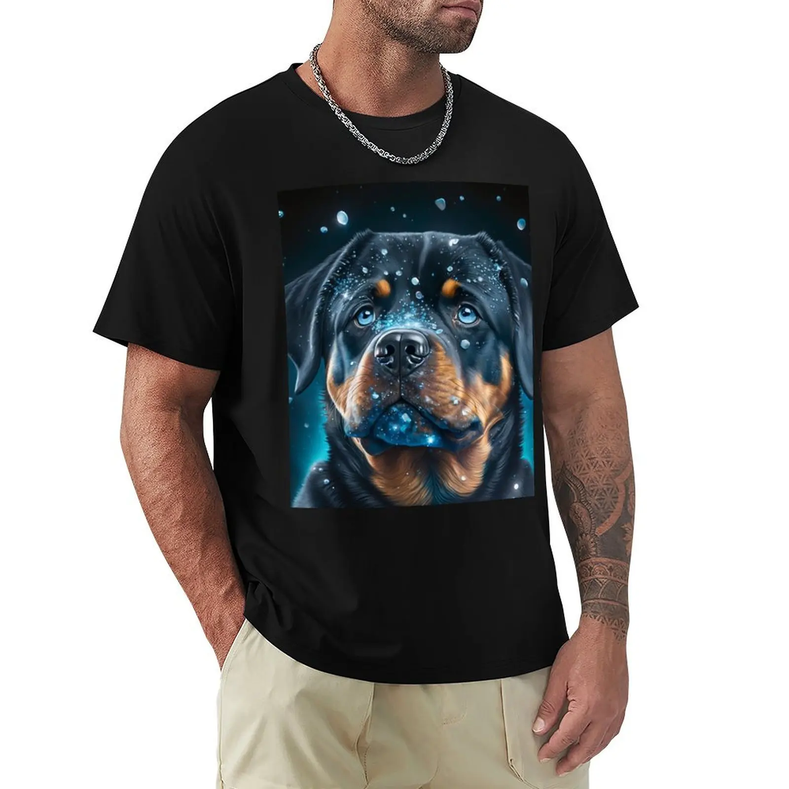 Shimmering Rottweiler Puppy T-Shirt Lightweight Cooling Short Sleeve Tee
