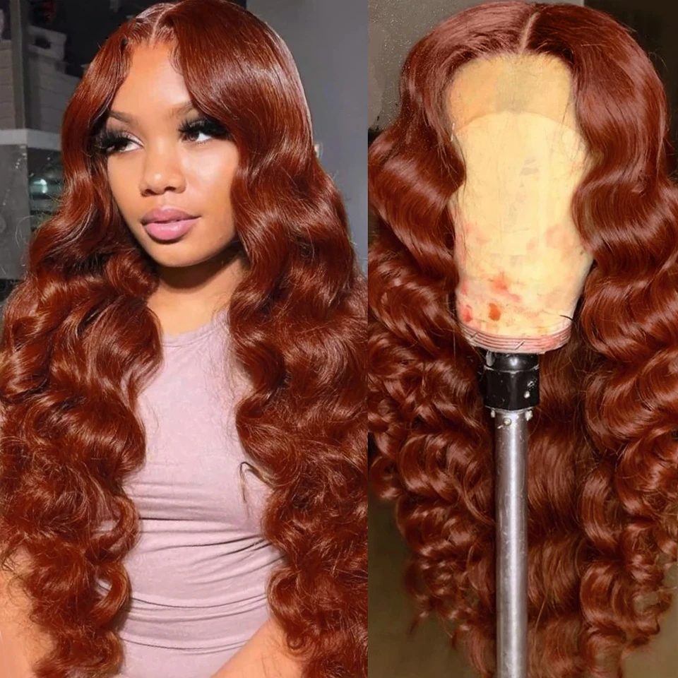 13x4 Reddish Brown Lace Front Wig Body Wave Transparent HD Lace Frontal for Women Brazilian Pre Plucked Wigs On Sale