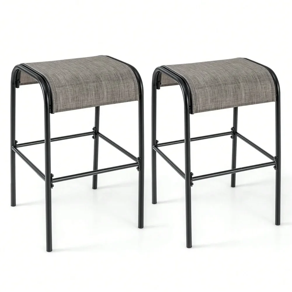 

2PCS 30 Bar Height Bistro Stools Outdoor Bar Stools W Breathable Fabric Seat