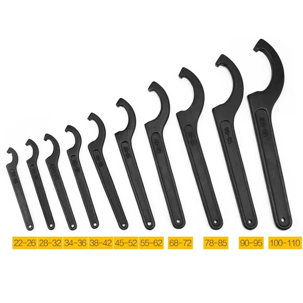 1Pcs Durable 22-110mm Coil Wrench Steel Pre Load Hook Spiral Spanner Tool Universal C Spanner for Water Meter Cover
