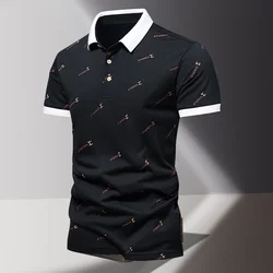 2024 Summer New Men's Pure Cotton Short sleeved T-shirt for Men's High end Casual Lapel Half Sleeved Polo Shirt Men's Top