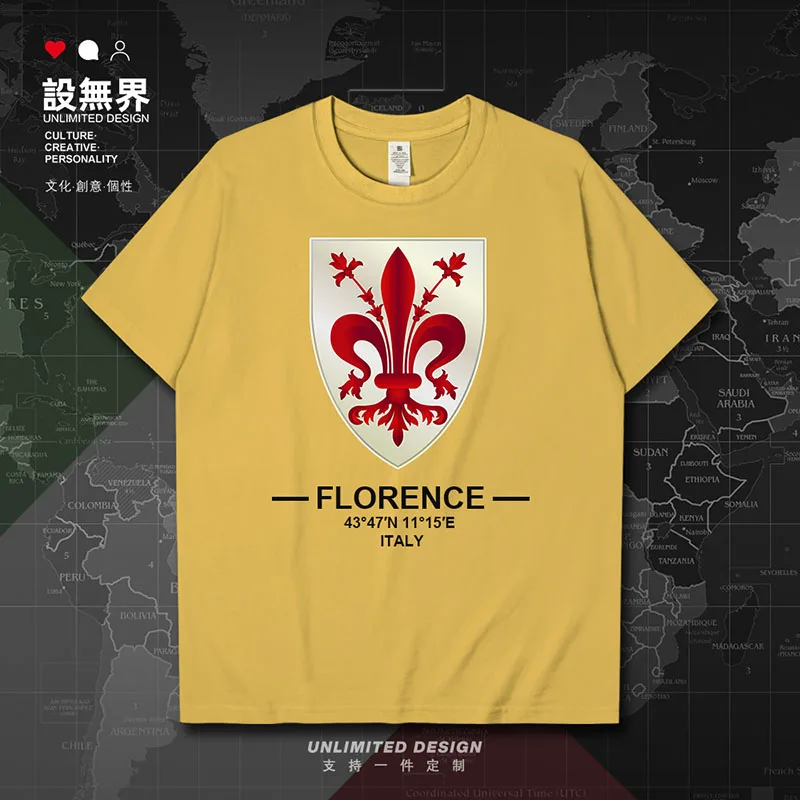 Firenze Florence capital da cidade toscana na Itália Europa lembrança masculina 100 algodão camiseta casual novo design de moda Tops 20