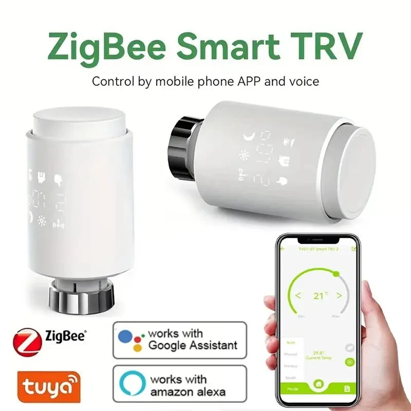 Tuya Smart Zigbee Radiator Actuator TRV Programmable Thermostatic Radiator Valve App Remote Temperature Controller Support Alexa