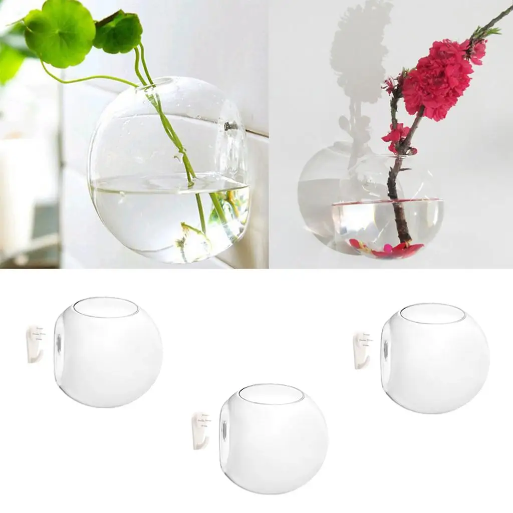 Mounted Transparent Glass Vase Terrarium Container - Ball - 10cm
