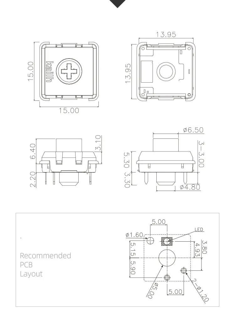 Kailh Chocolate V2 Low Profile Mechanischer Tastaturschalter 1353 Clicky Linear Tactile – Detail 8