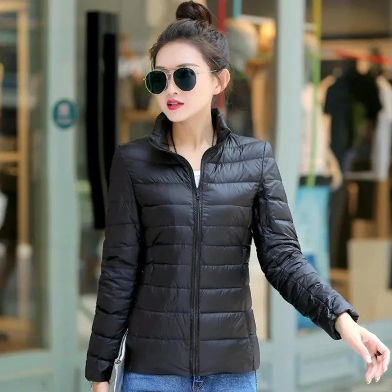 2024 Autumn Winter Down Jacket Women Parkas New Stand-UP Collar Warm Cotton Padded Jacket Light Thin Down Coats Ladies Outwear