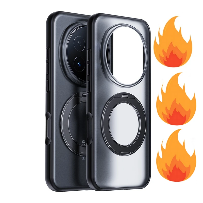 

For Honor Magic 8 Pro, 8 Magnetic Case ELVEV Hard PC + Soft TPU Anti-drop Back Ring Phone Cover