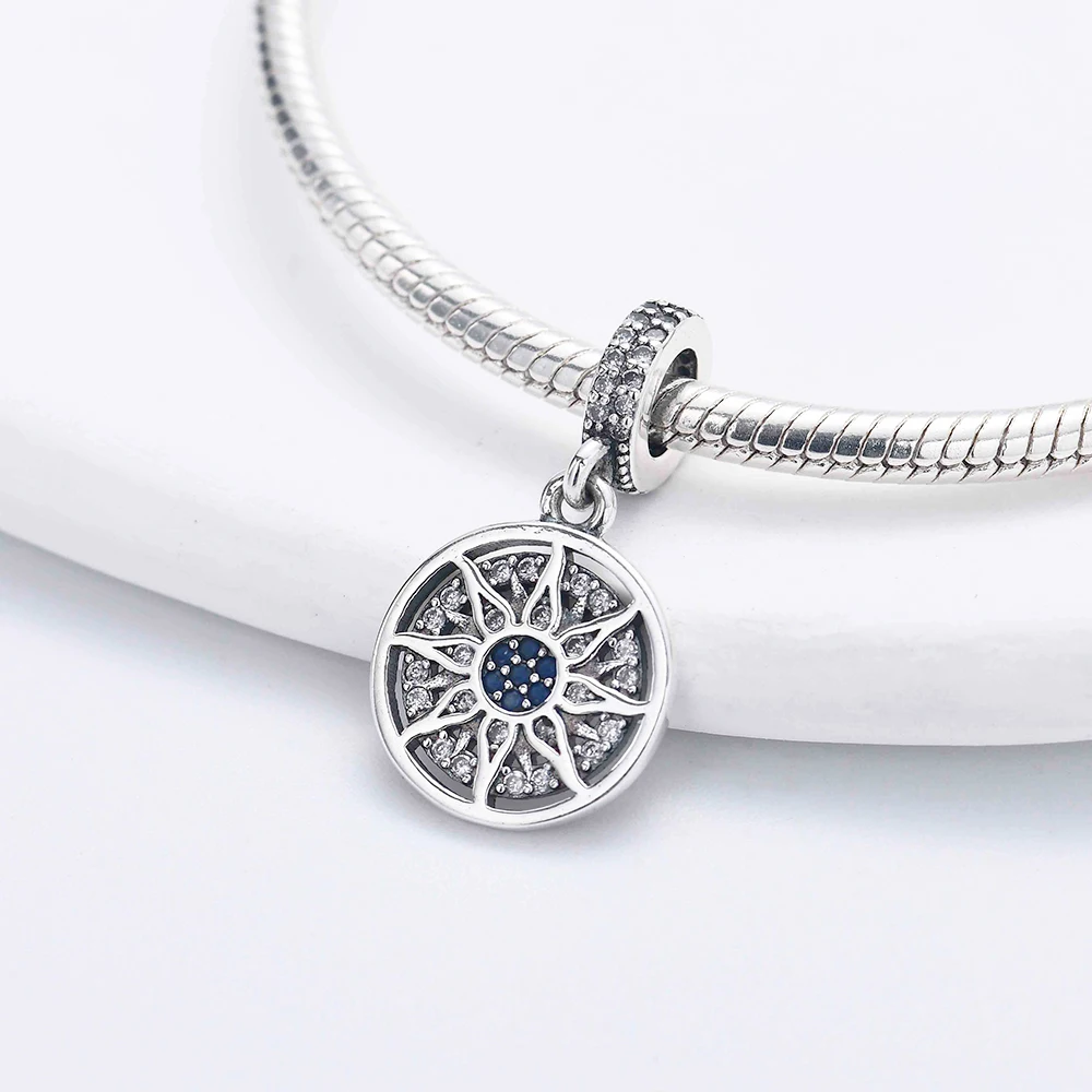 925 Sterling Silver Galaxy Travel Charms Compass Rainbow Moon Star Astronaut Rocket Cat Safety Chain Gift Original Accessories view 3