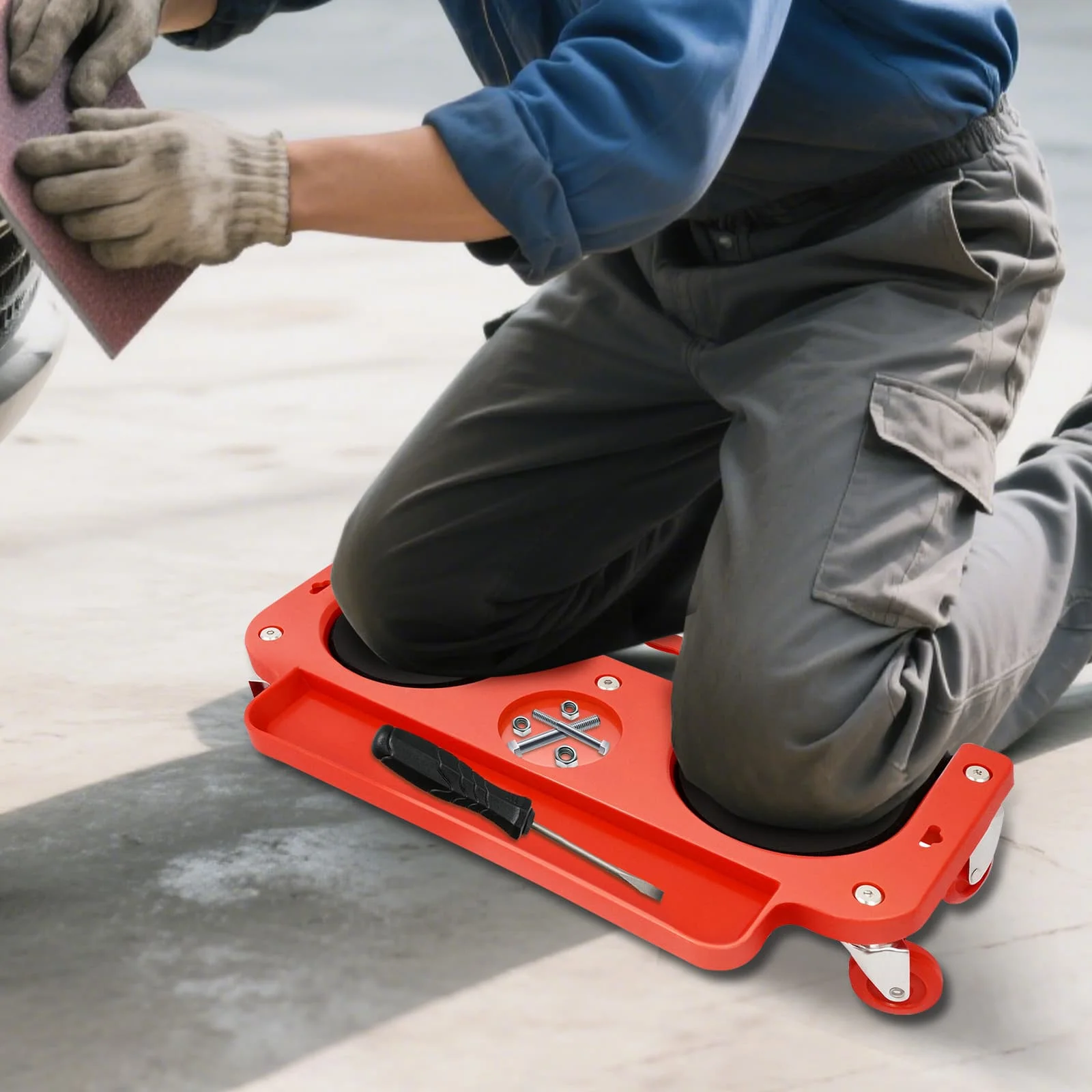 

5*Universal Wheels Reliable & Sturdy Rolling Knee Pads Platform W/ Wheeled Workers' Wheels Knee Pad Floor Tiles Tools