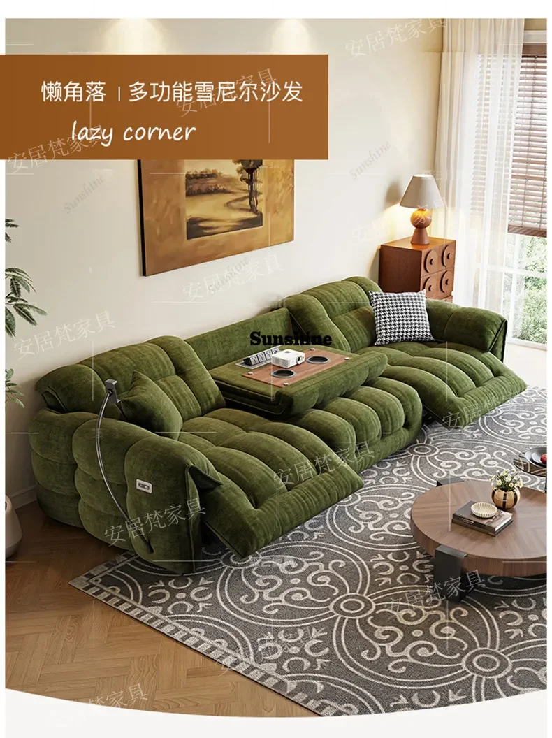 

YChenier Electric Function Upturned Foot Sofa Italian Minimalist French Retro Multifunctional Flippable