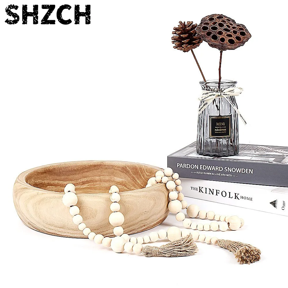 Hand Carved Wood Serving Bowl for Fruit Keys Dough Rustic Farmhouse Home Decor Entry Table