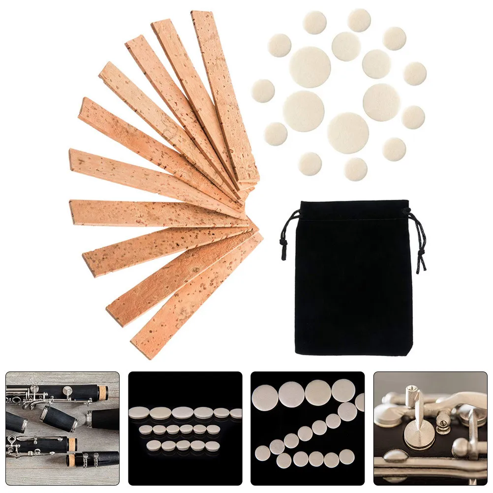 Kit de Reparación de Accesorios para Clarinete de 27 Piezas: Almohadillas de Corcho para la Unión del Cuello y las Llaves del Clarinete, Herramienta de Mantenimiento de Fácil Instalación, Hermética y Antiruido