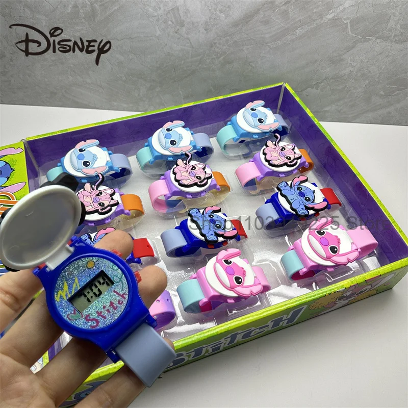 Stitch Disney Children\'s Electronic Watch Silicone Flip Bracelet Anime Figure Accessories Christmas Gifts for Children Toys